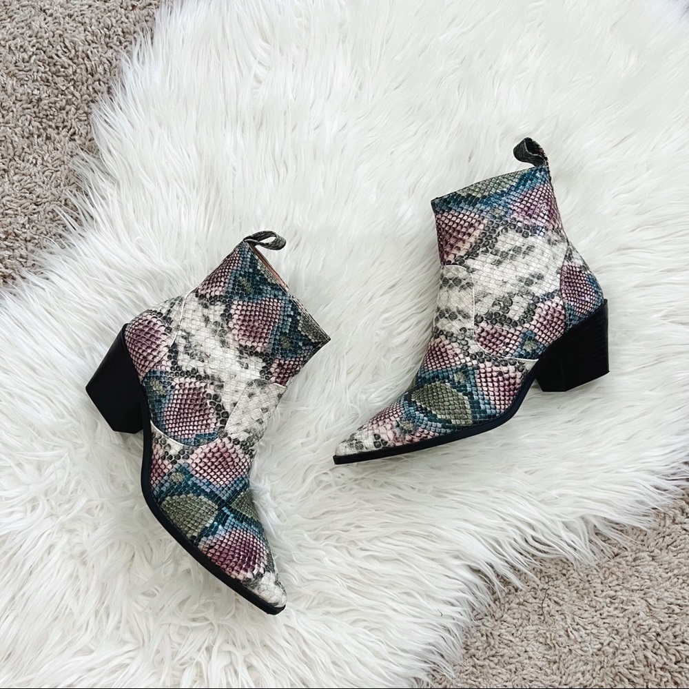 ZARA Multicolor Snakeskin Print Booties | Size 6.5